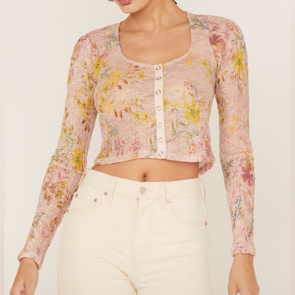 Floral Button-Up Crop Top